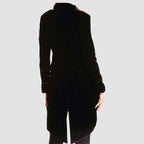Halloween Ladies Velvet Long Tail Coat Black Gothic Steampunk Military Coat