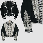 Wool Men's Black Napoleonic Hussar Jacket Uniform Military Style Tunic Pelisse Jimmy Hendrix Jacket