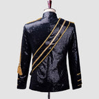 Men's Sequin Uniform MJ Dance Wear Glitter Black Michael Jackson