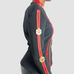 Vintage Cache Military Inspired Top Is with Gold Embellishments & Buttons Is Stunning