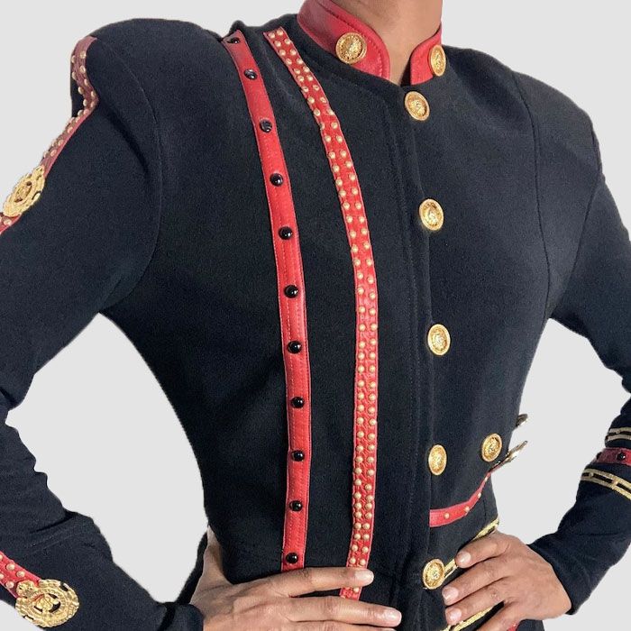 Vintage Cache Military Inspired Top Is with Gold Embellishments & Buttons Is Stunning