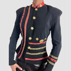 Vintage Cache Military Inspired Top Is with Gold Embellishments & Buttons Is Stunning