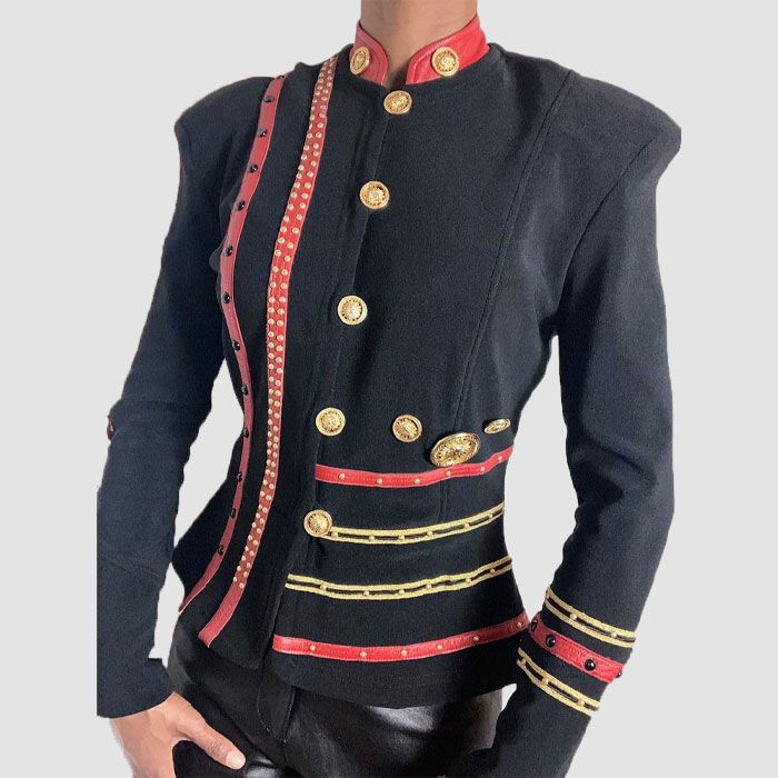 Vintage Cache Military Inspired Top Is with Gold Embellishments & Buttons Is Stunning