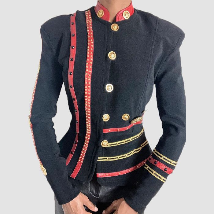Vintage Cache Military Inspired Top Is with Gold Embellishments & Buttons Is Stunning